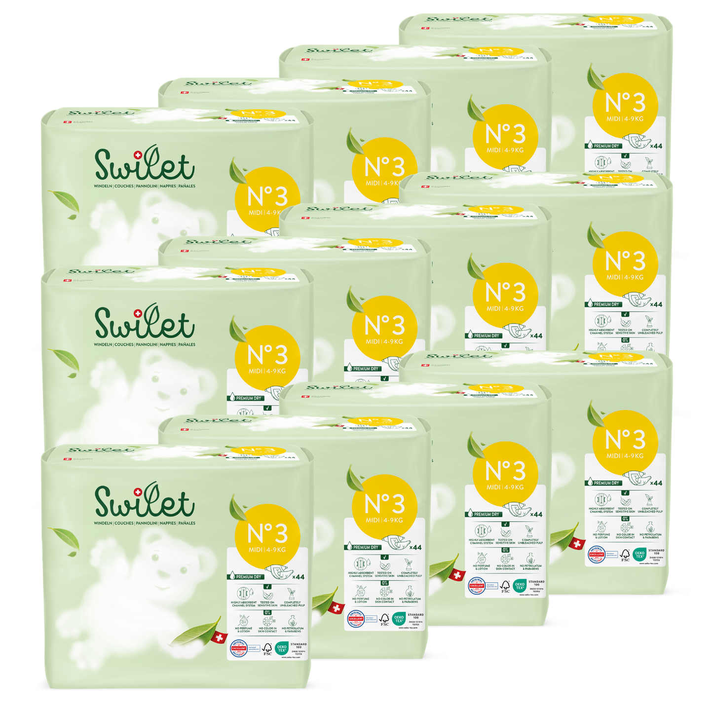 Swilet - La Couche Écologiques T3 Midi 4-9Kg (12x 44 pces) Carton Double 