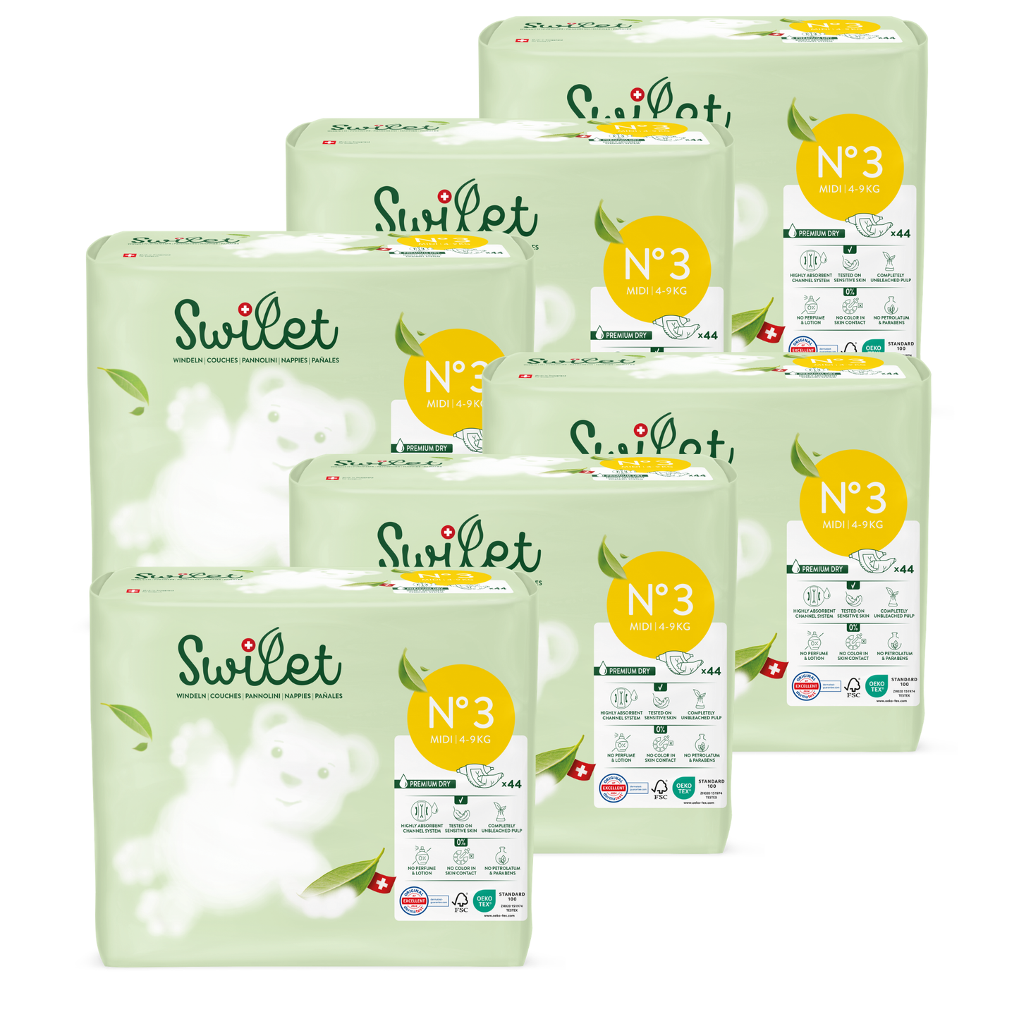 Swilet - Die Biowindel Gr. 3 Midi 4-9Kg (6x 44 STK) Karton