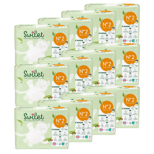 Swilet - Pannolino Bio T2 Mini 3-6Kg (12x 42 pz) Cartone Doppio