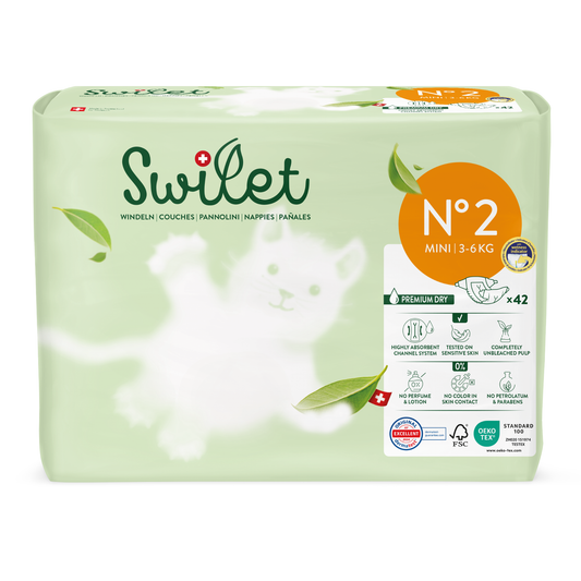 Swilet - Pannolino Bio T2 Mini 3-6Kg (42 pz) Sacchetto