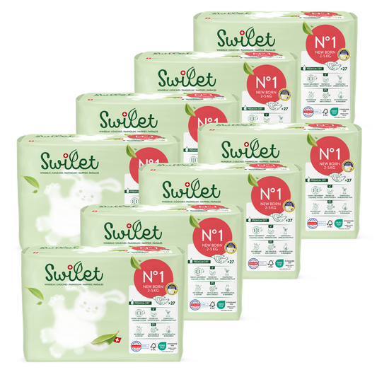 Swilet - Pannolino Bio T1 Newborn 2-5Kg (8x 27 pz) Cartone Doppio