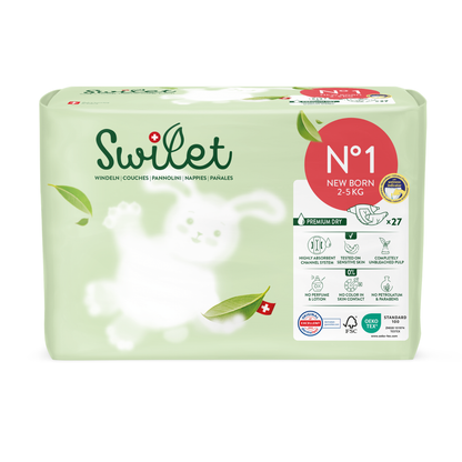 Swilet - Pannolino Bio T1 Newborn 2-5Kg (8x 27 pz) Cartone Doppio