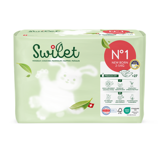 Swilet - Pannolino Bio T1 Newborn 2-5Kg (27 pz) Sacchetto