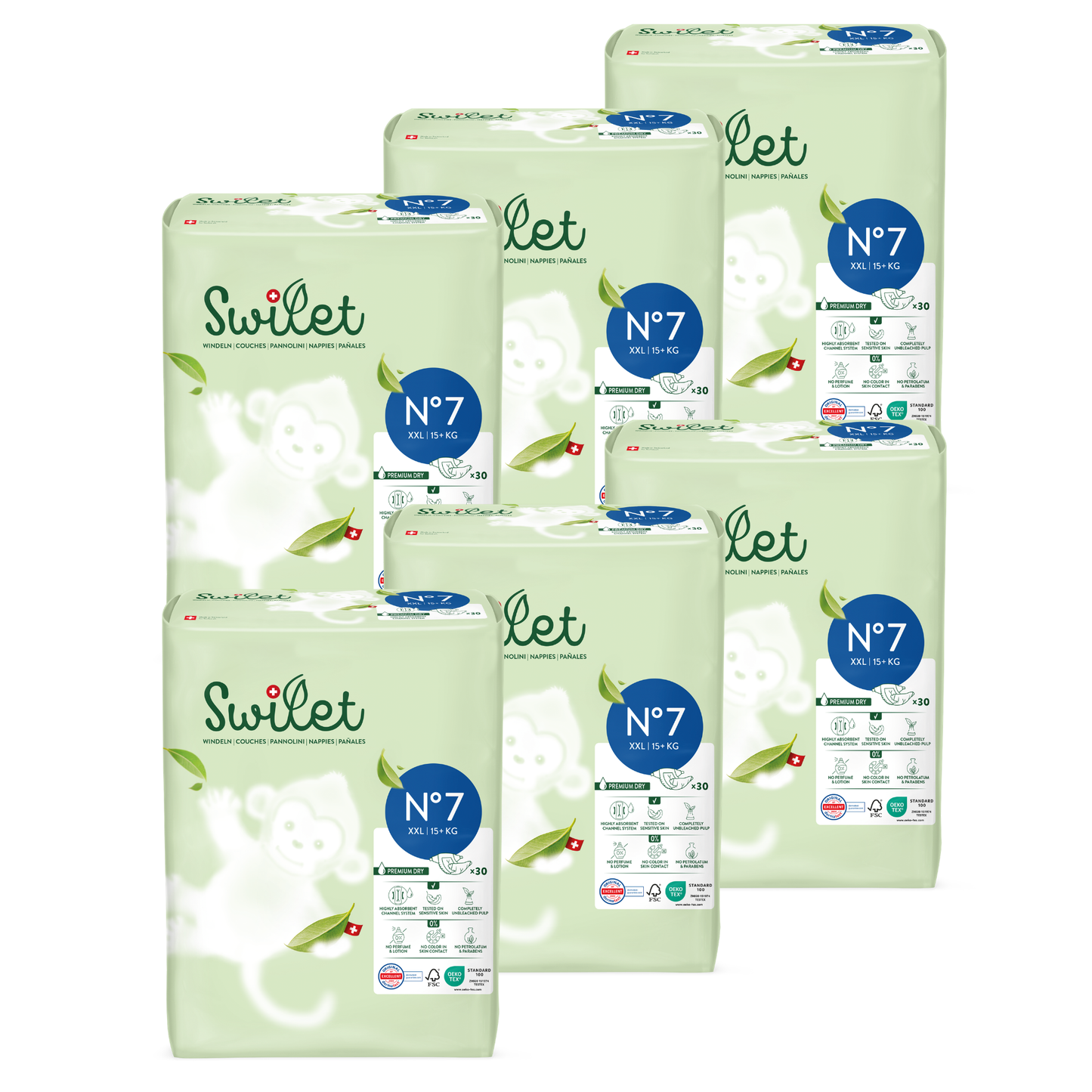 Swilet - Pannolino Bio T7 XXL 15+kg (6x30 pz) Cartone